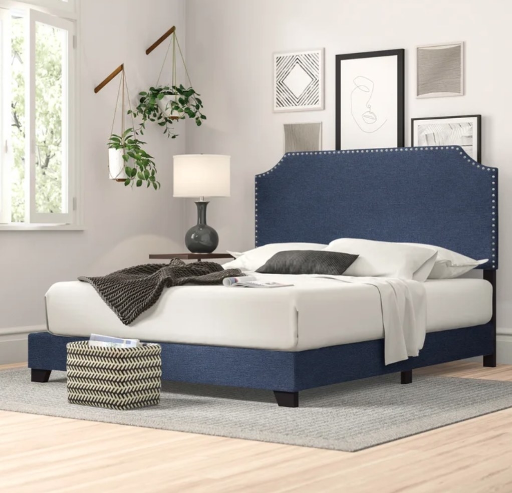 the bed frame in denim blue
