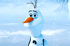 a gif of olaf looking happily surprised