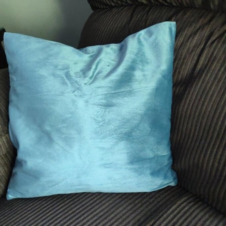 the pillow in blue