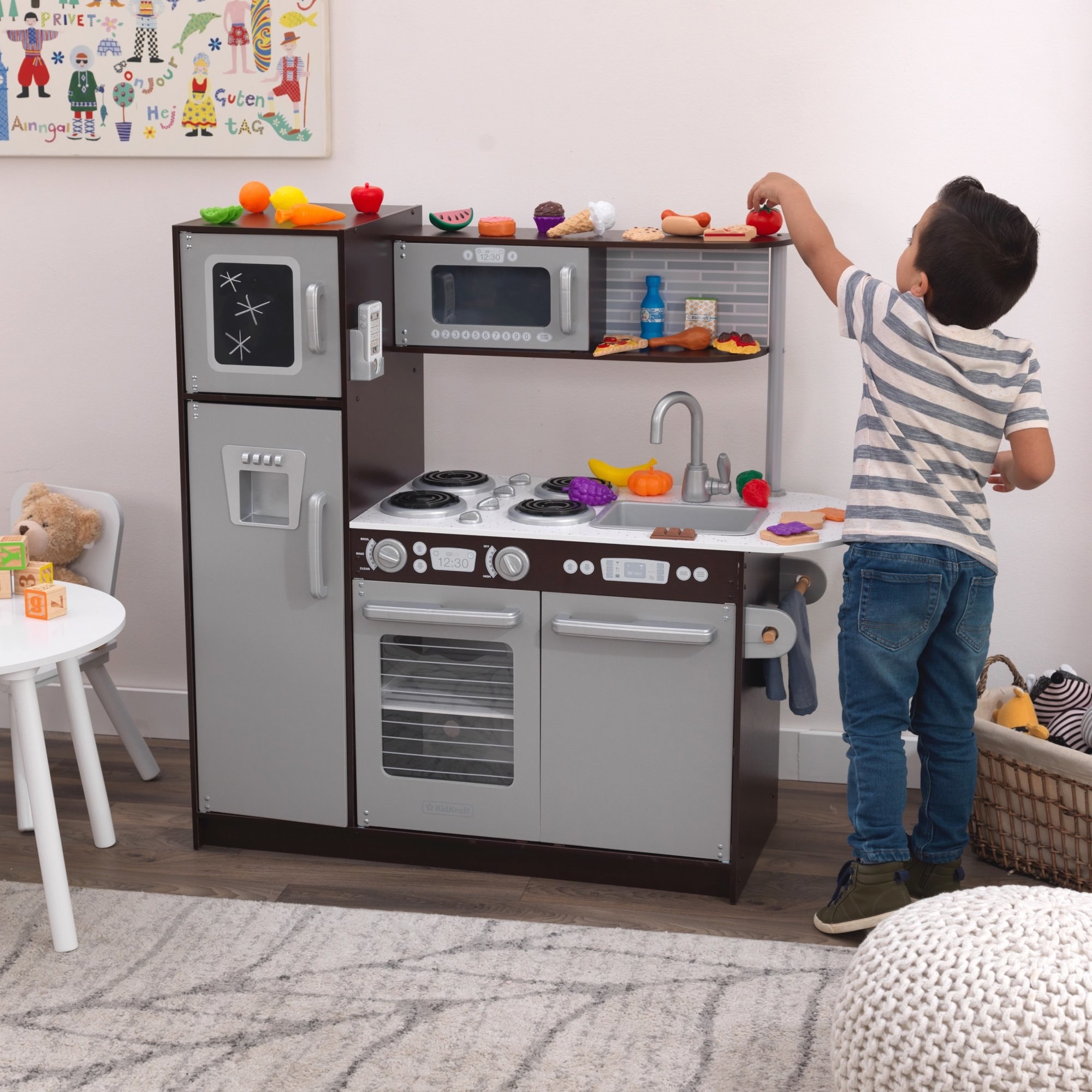 Kid playing in kitchen