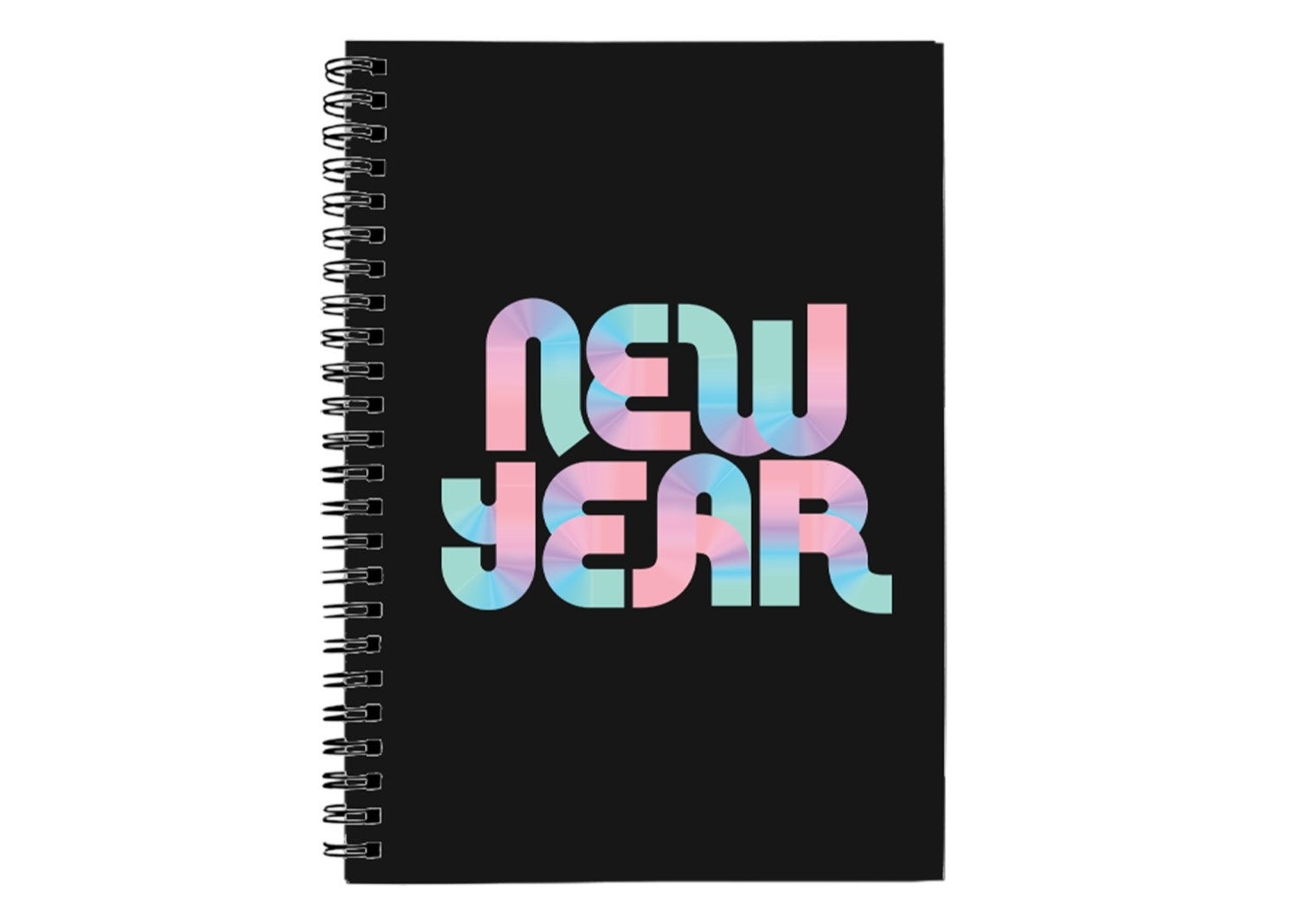 Black disco-themed &quot;New Year&quot; spiral notebook