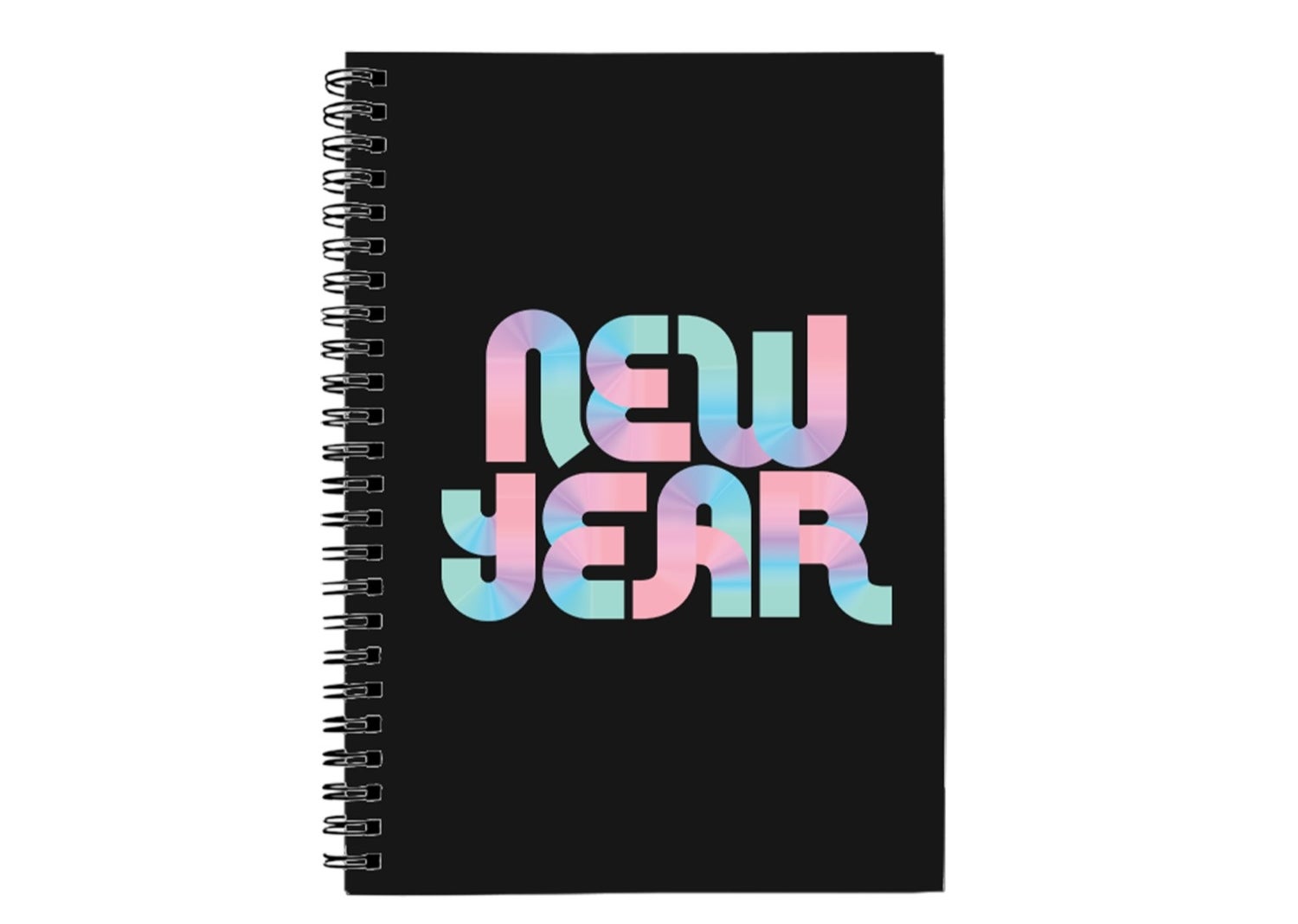 Black disco-themed &quot;New Year&quot; spiral notebook
