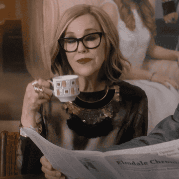 gif of a mom drinking tea and saying we love you