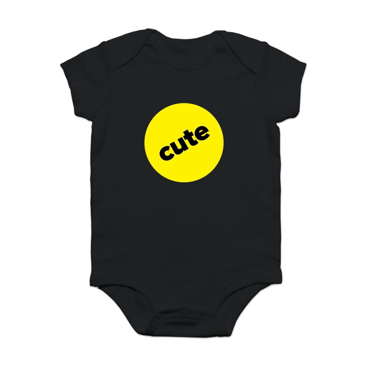 Black &quot;Cute&quot; infant snap bodysuit