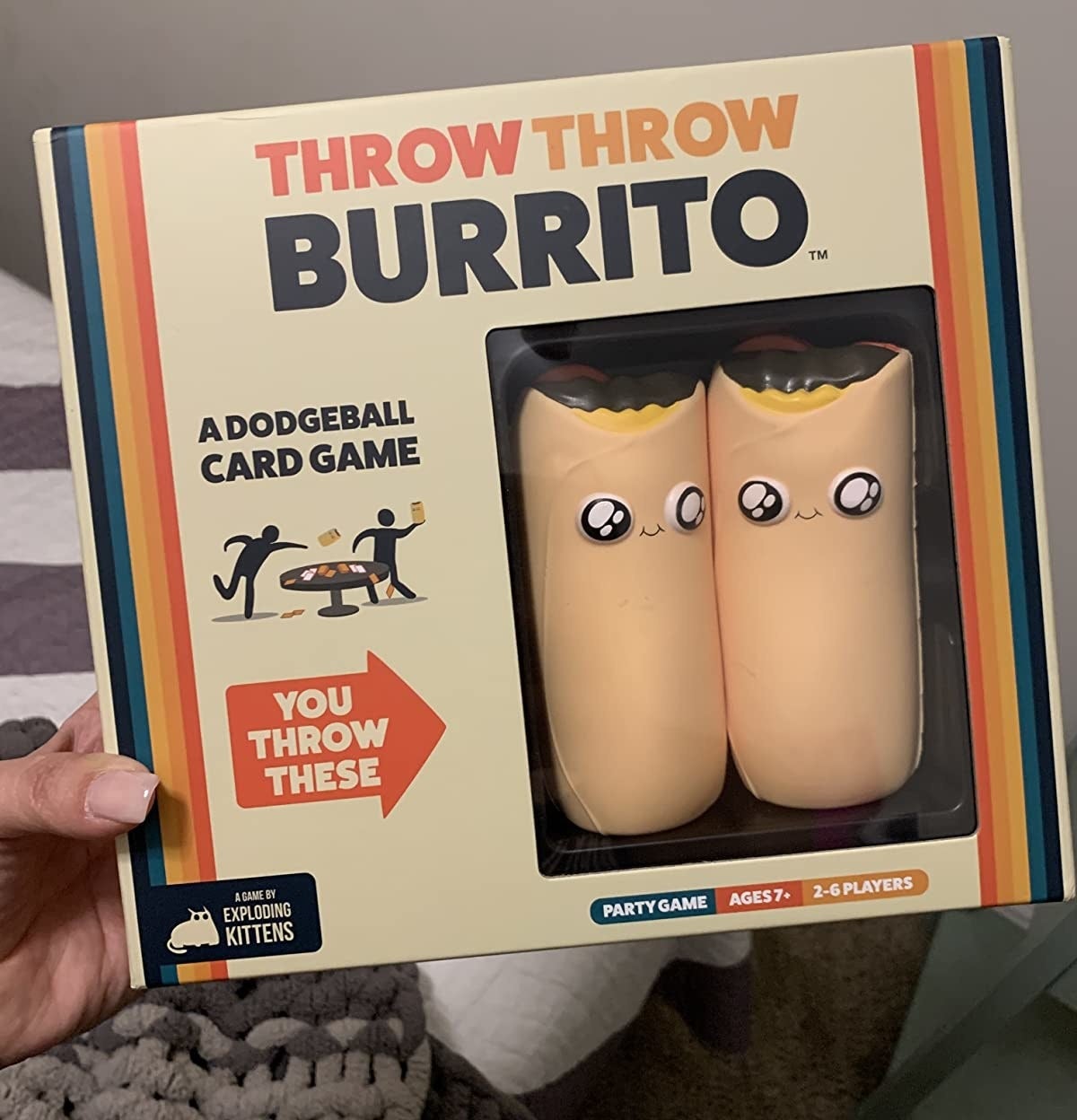 the game with the two soft burritos showing through the plastic