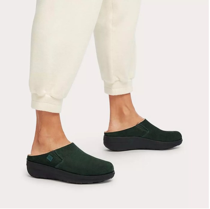 the suede clogs in green