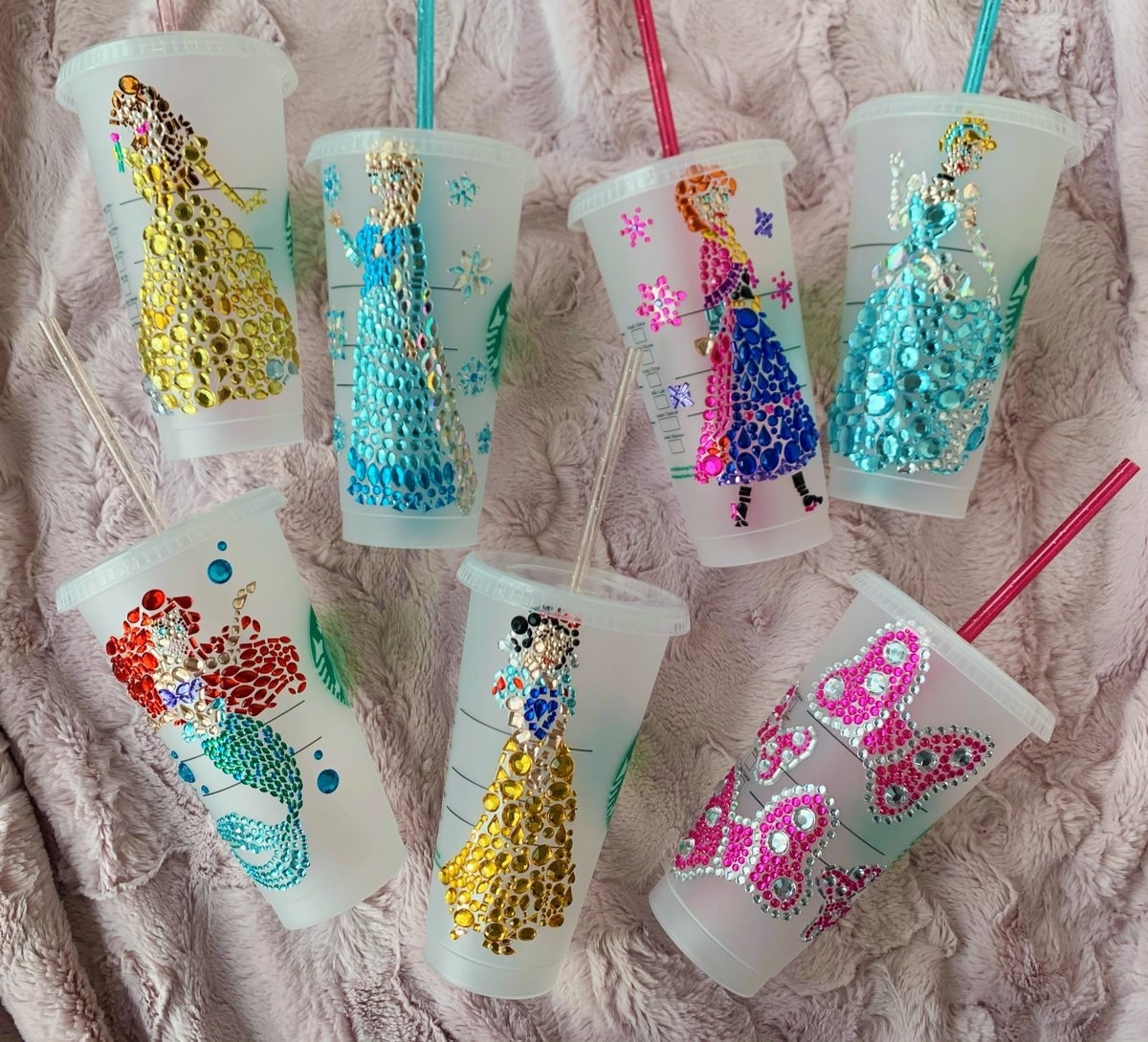 gem inspired cold cups with princesses