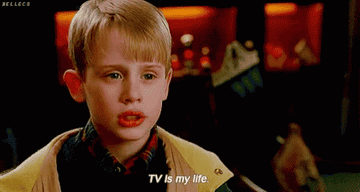 A gif of Kevin from Home Alone saying &quot;TV is my life&quot;