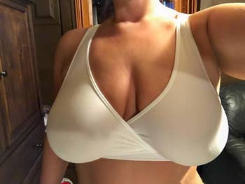 reviewer selfie wearing the white bra