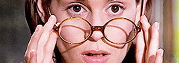 Miss Honey from "Matilda" lowers her glasses in shock