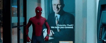 GIF or Spider-Man from Homecoming leaning against a wall