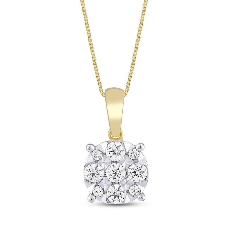 Diamond pendant on gold necklace