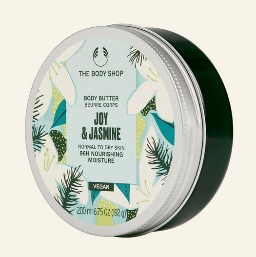 A container of Joy and Jasmine body butter