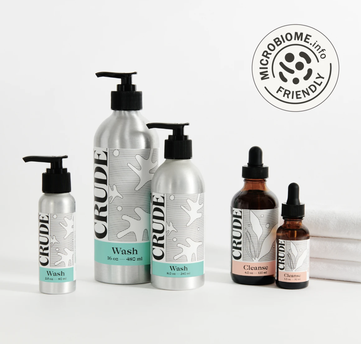 the Microbiome-Friendly Cleansing Kit with face was bottles and moisturizer bottles