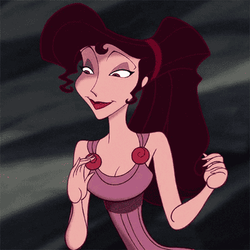 a gif of megara from hercules clapping