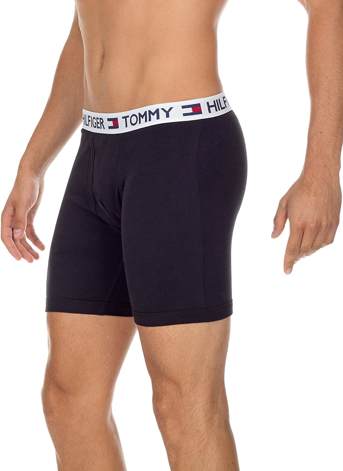 A person wearing boxer briefs