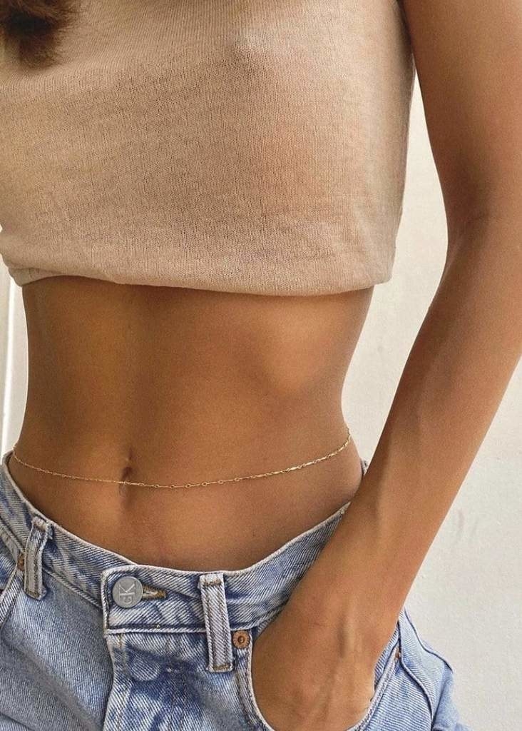 thin metal chain around waist