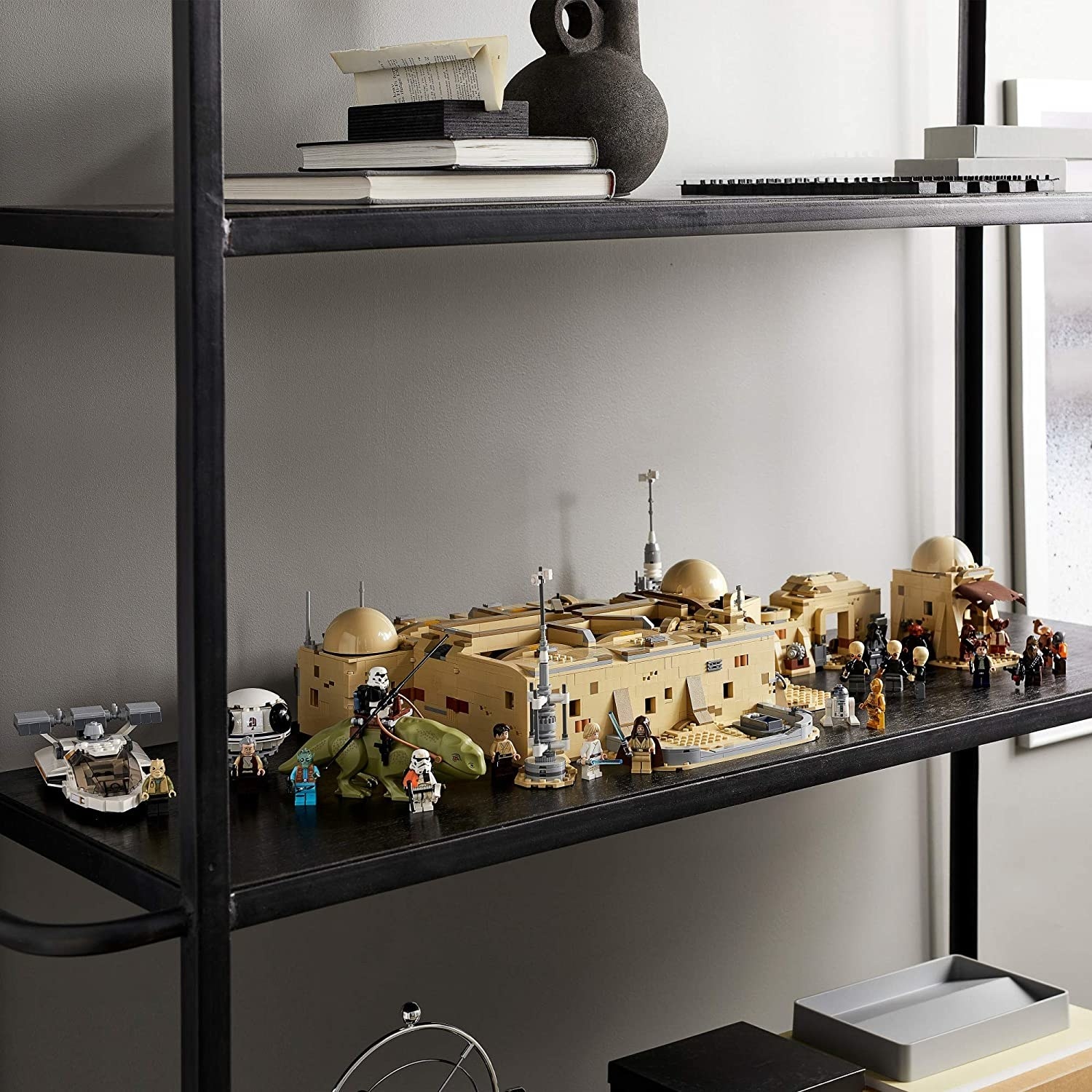 The completed set on a shelf