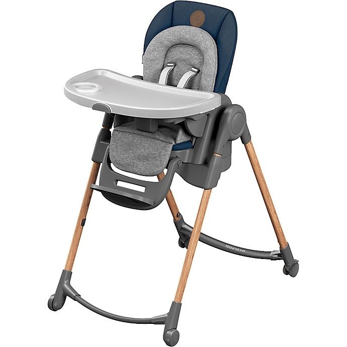 navy and gray high chair