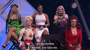 gif of drag queen saying &quot;i am like synthia, kendall and gia&#x27;s trio, just destroyed&quot;