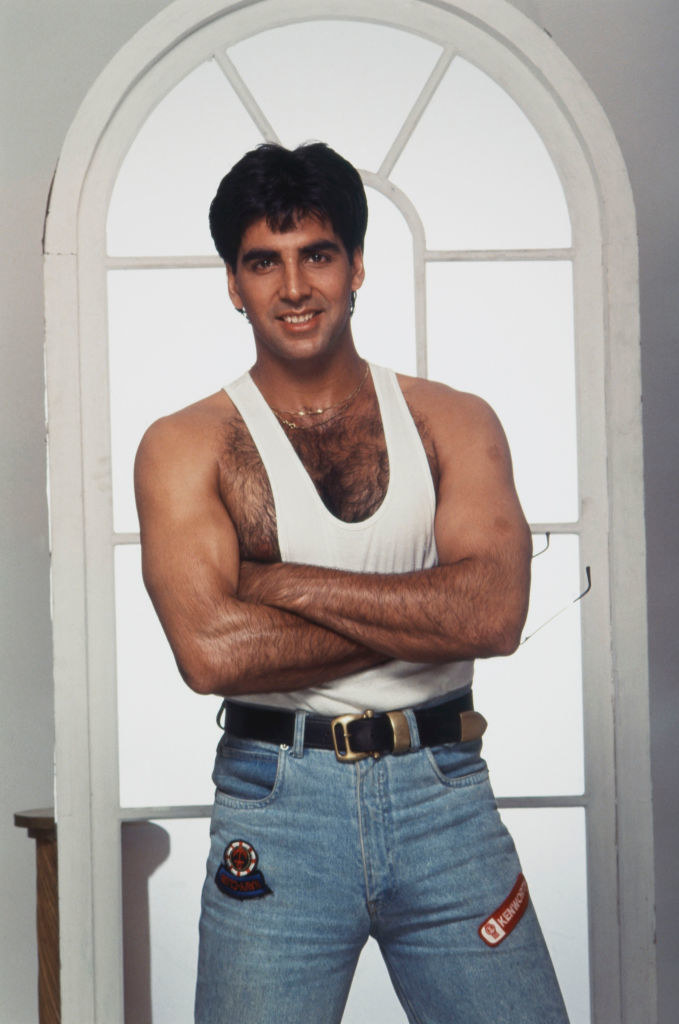 Akshay Kumar, clad in a vest and jeans, poses for a photo