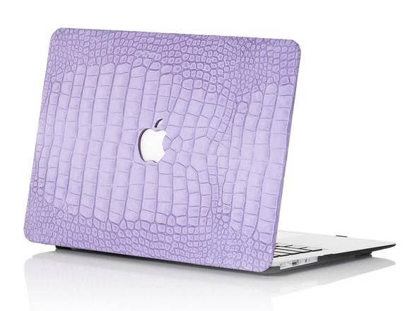 faux croc texture macbook cover in lavender