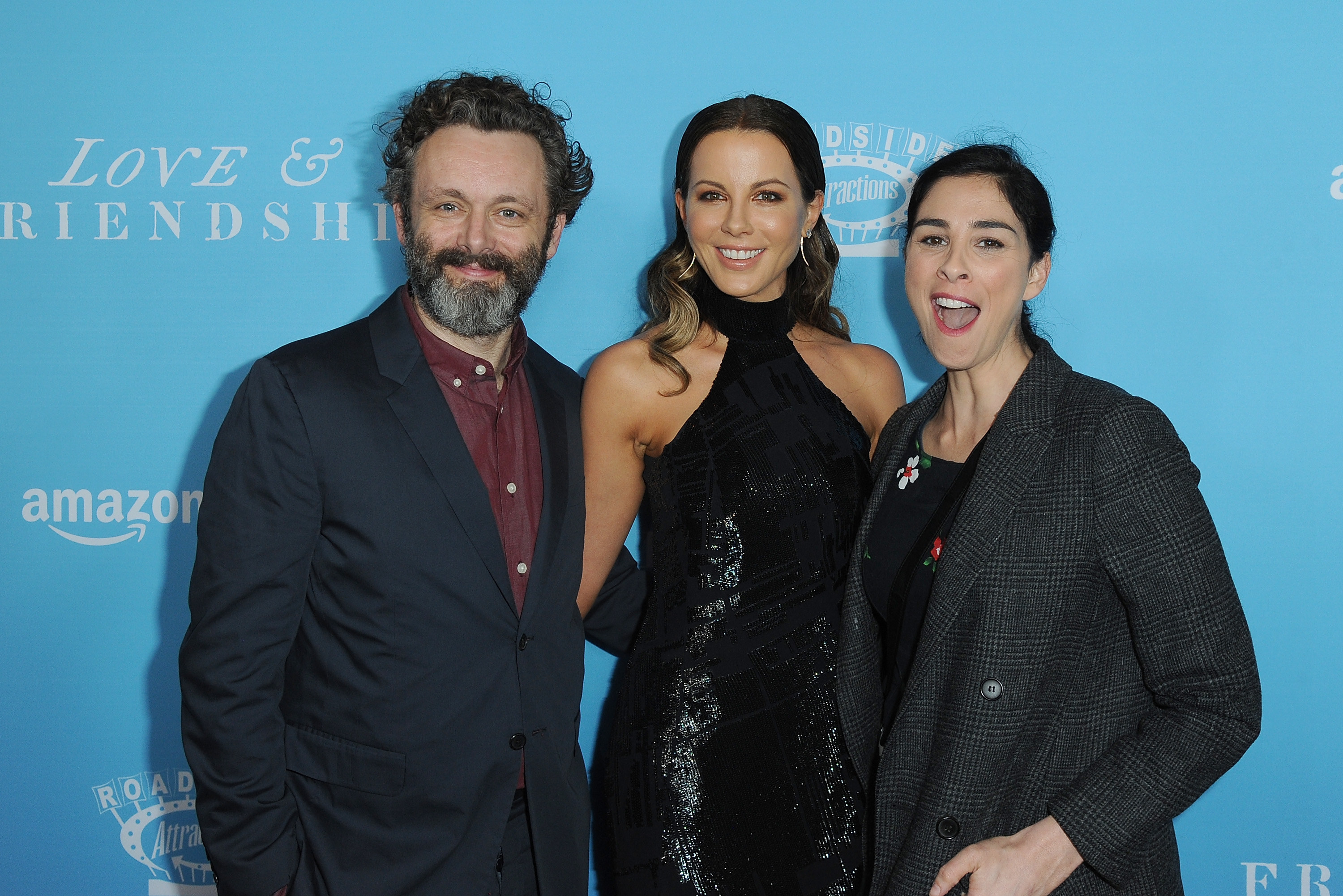 Michael Sheen, Kate Beckinsale, and Sarah Silverman posing together