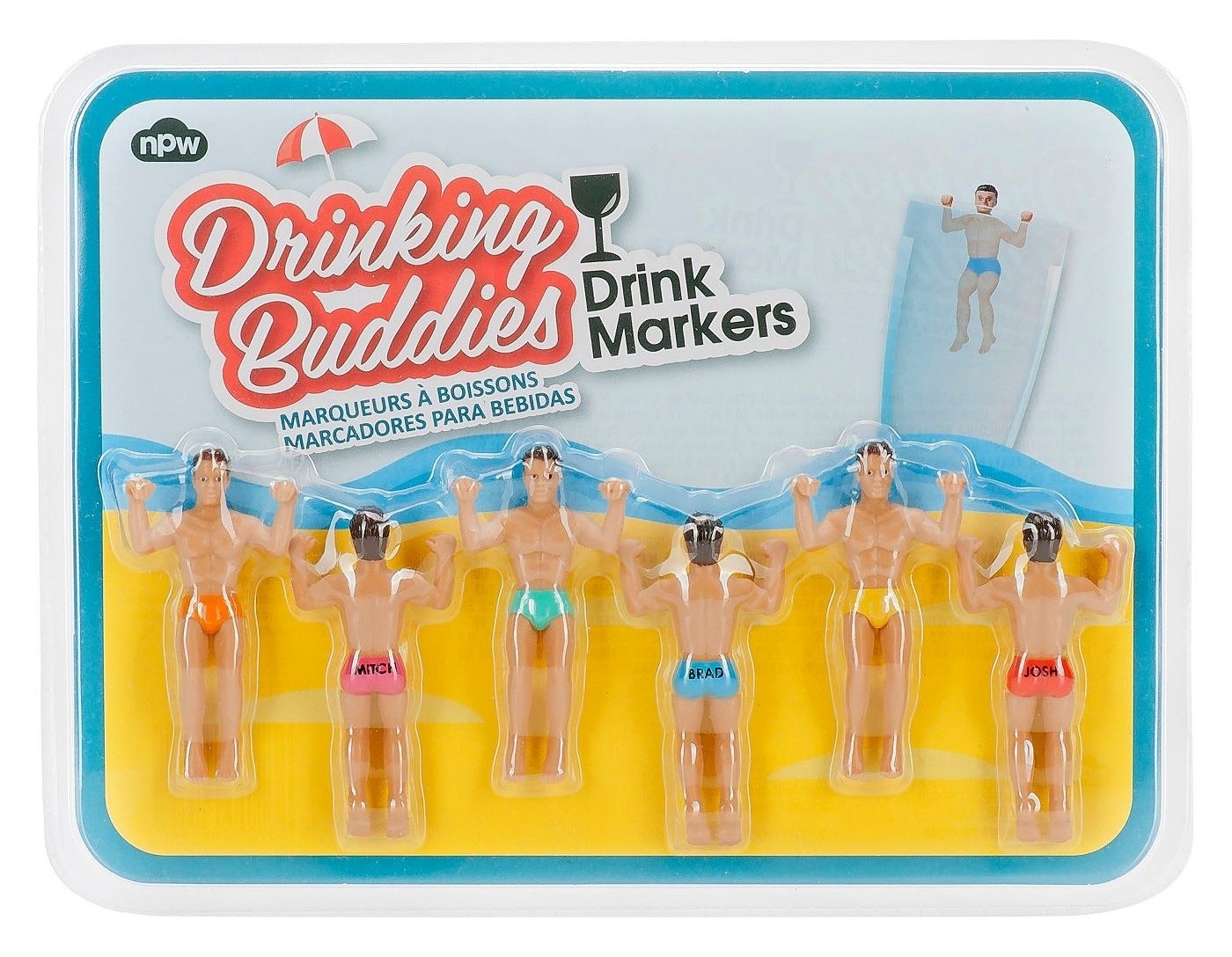 Six drink markers of hunky men in speedos