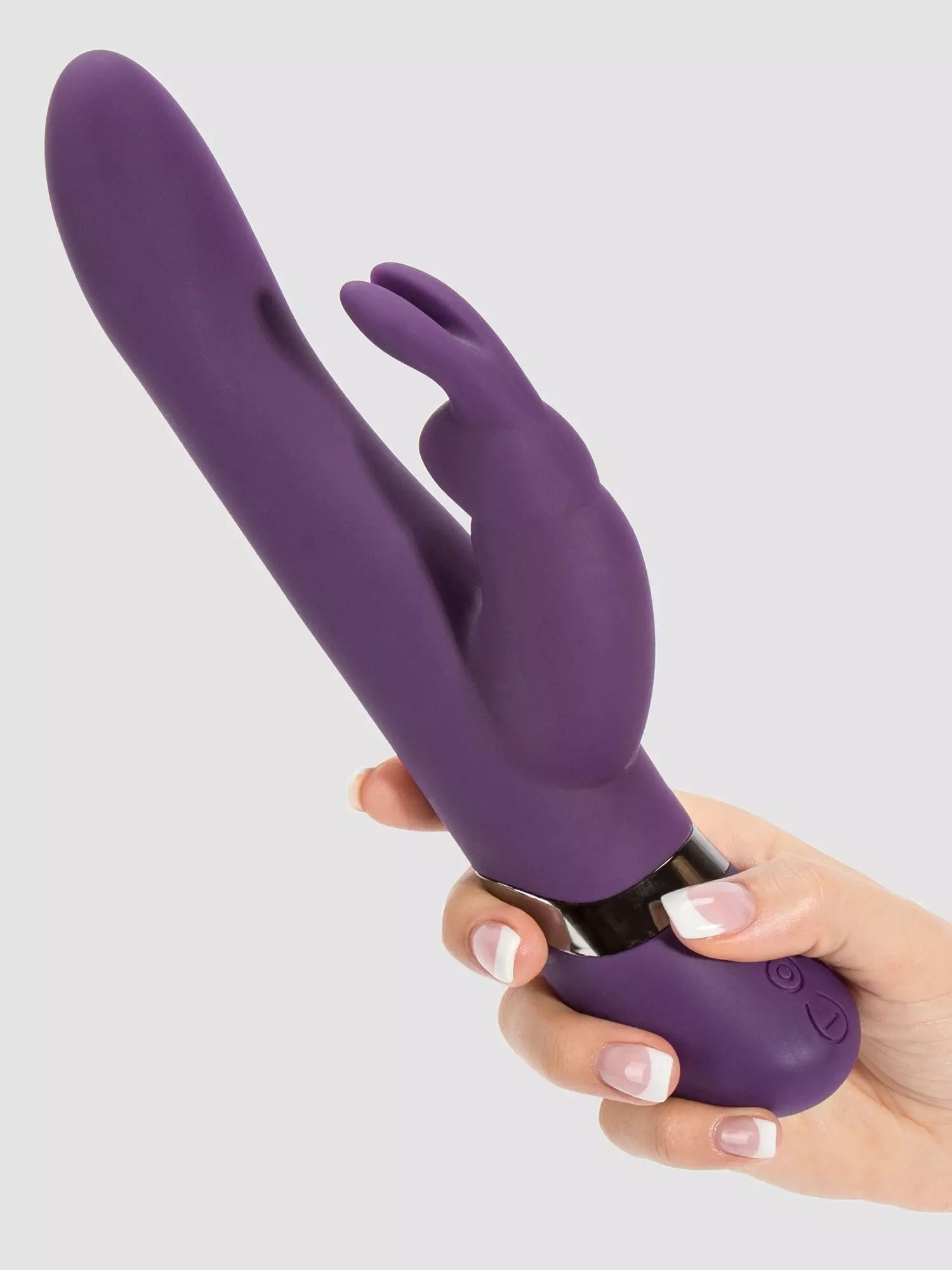 Model holding purple rabbit vibrator