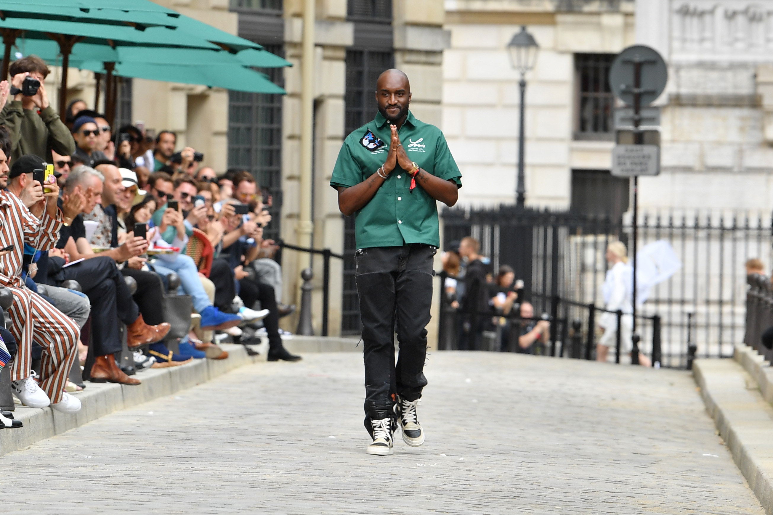 Virgil Abloh walks the runway during the Louis Vuitton Menswear Spring Summer 2020 show as part of Paris Fashion Week on June 20, 2019 in Paris.
