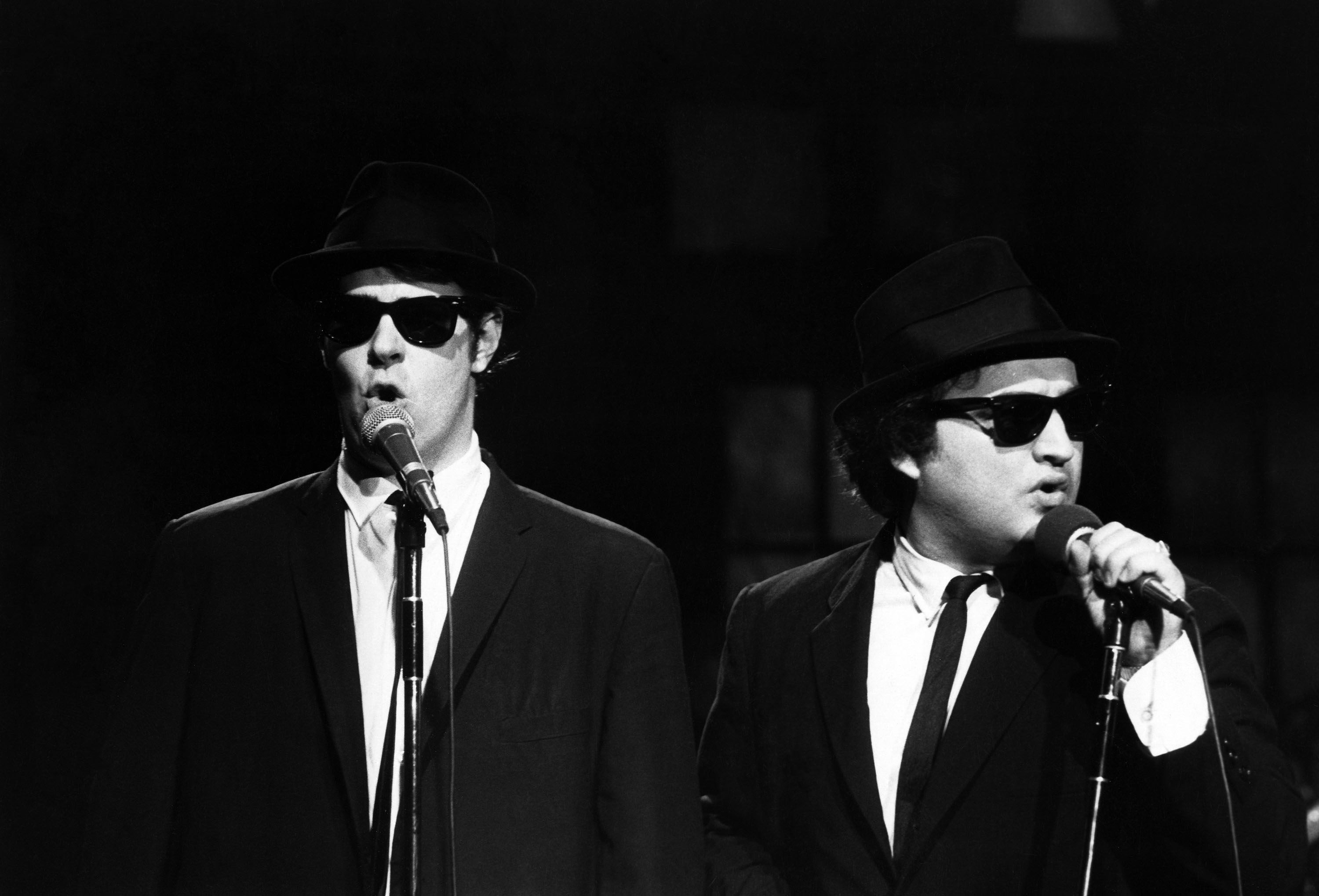 Dan Aykroyd and John Belushi as the Blues Brothers on Saturday Night Live.