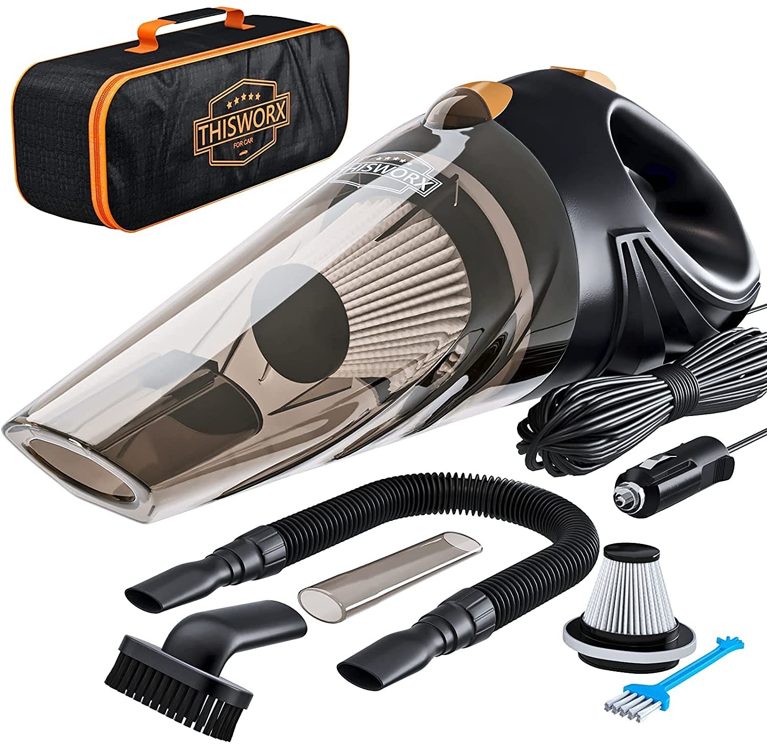 The handheld vac with extension cord and attachments