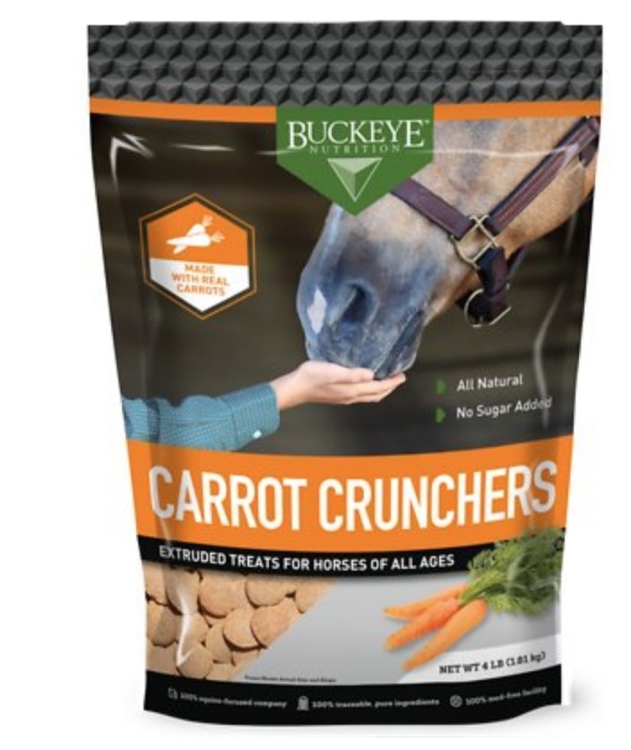 A bag of crunchy carrot treats for horses