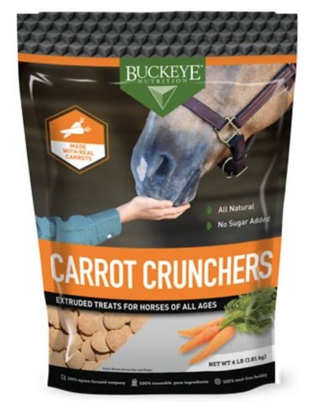 A bag of crunchy carrot treats for horses