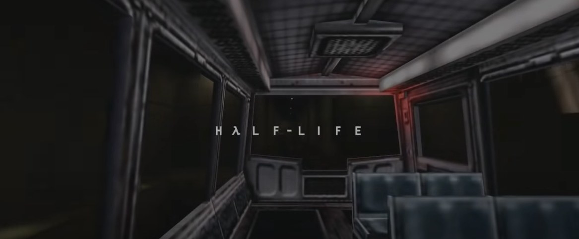 The title screen displayed as you are on a train towards the Black Mesa facility