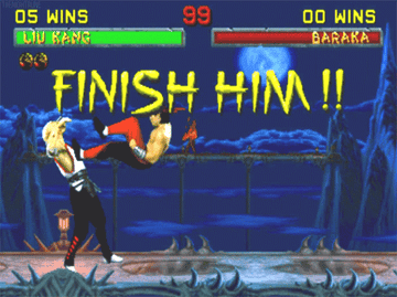 gameplay of a Mortal Kombat fight between Baraka and Liu Kang
