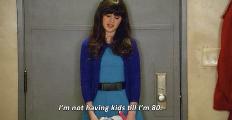 Jessica Day saying, &quot;i&#x27;m not having kids until i&#x27;m 80&quot;