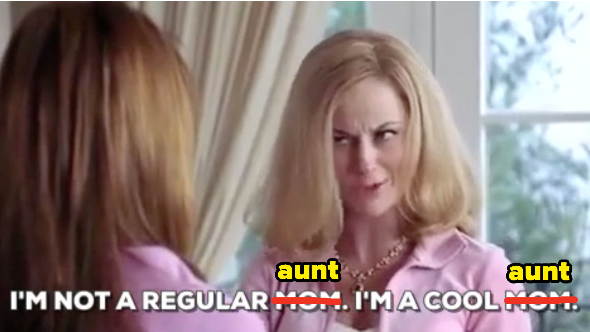 Regina George&#x27;s mom&#x27;s famous &quot;cool mom&quot; quote, but edited to say &quot;I&#x27;m not a regular aunt, i&#x27;m a cool aunt&quot;