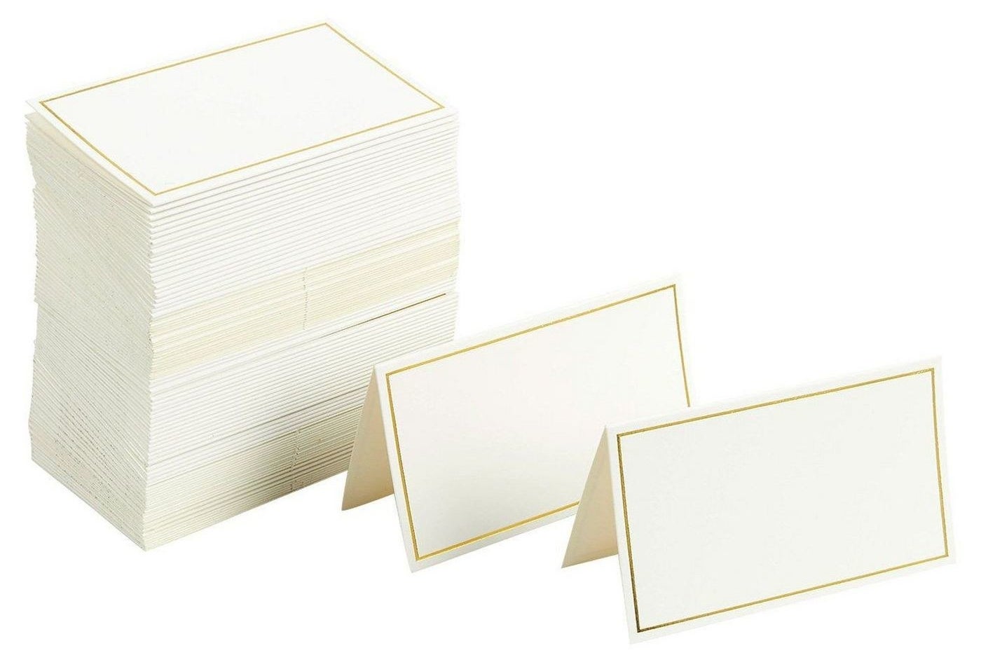 Cream tent cards with gold trim