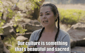 GIF of Aiyanna saying, &quot;Our culture is something that is beautiful and sacred.&quot;