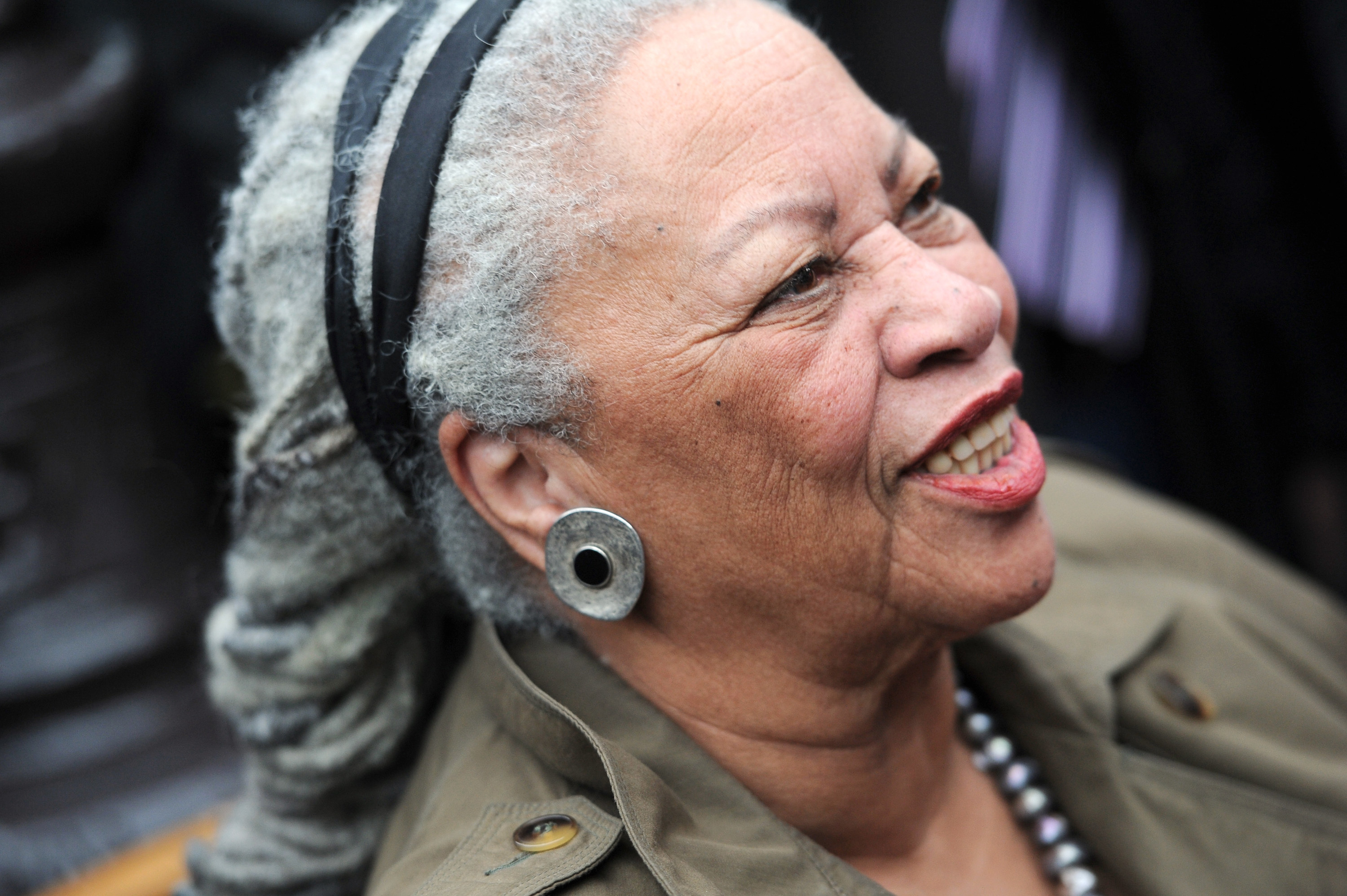 Nobel-winning US novelist Toni Morrison attends the unveiling ceremony of a memorial bench marking the abolition of slavery in Paris