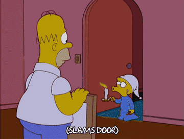 Maggie slams the door on Homer.
