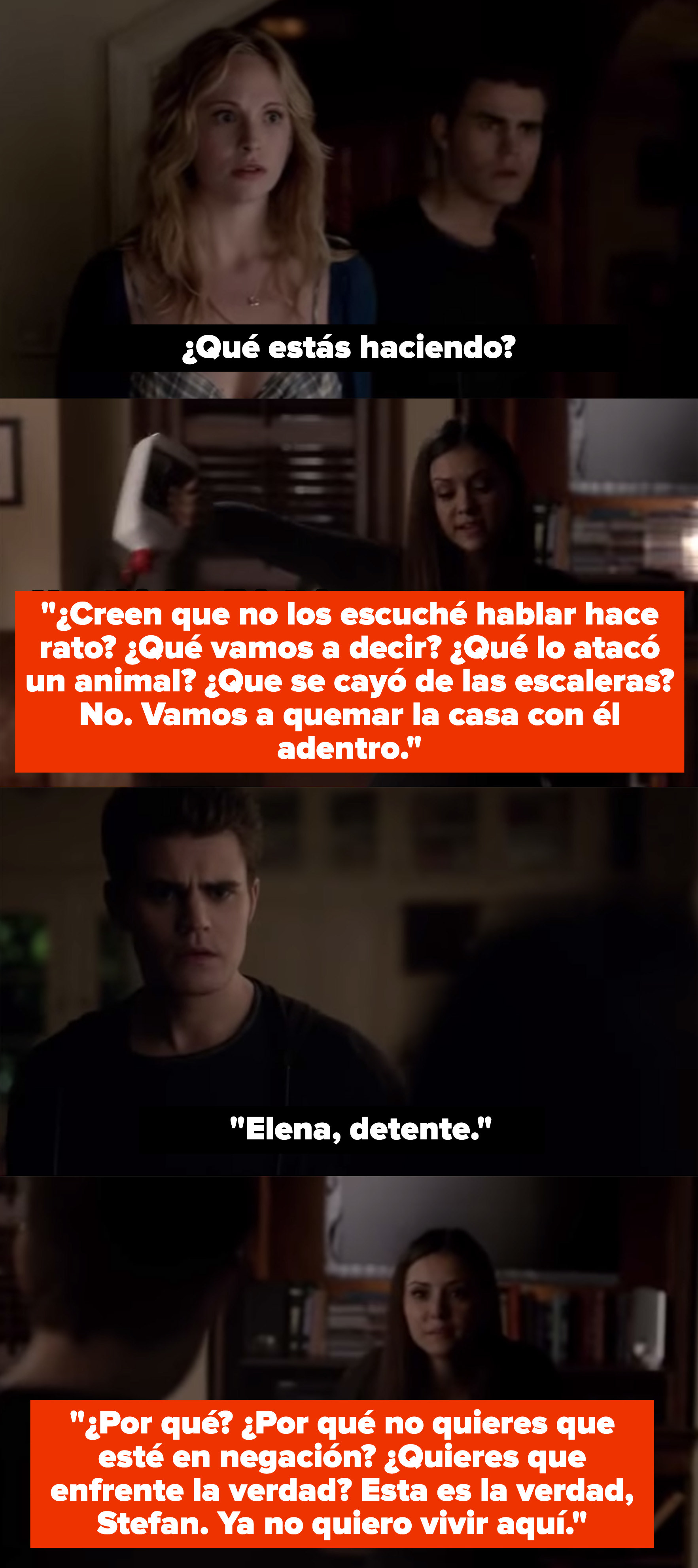 Elena tells Stefan she&#x27;s gonna burn down her house because her brother died. 