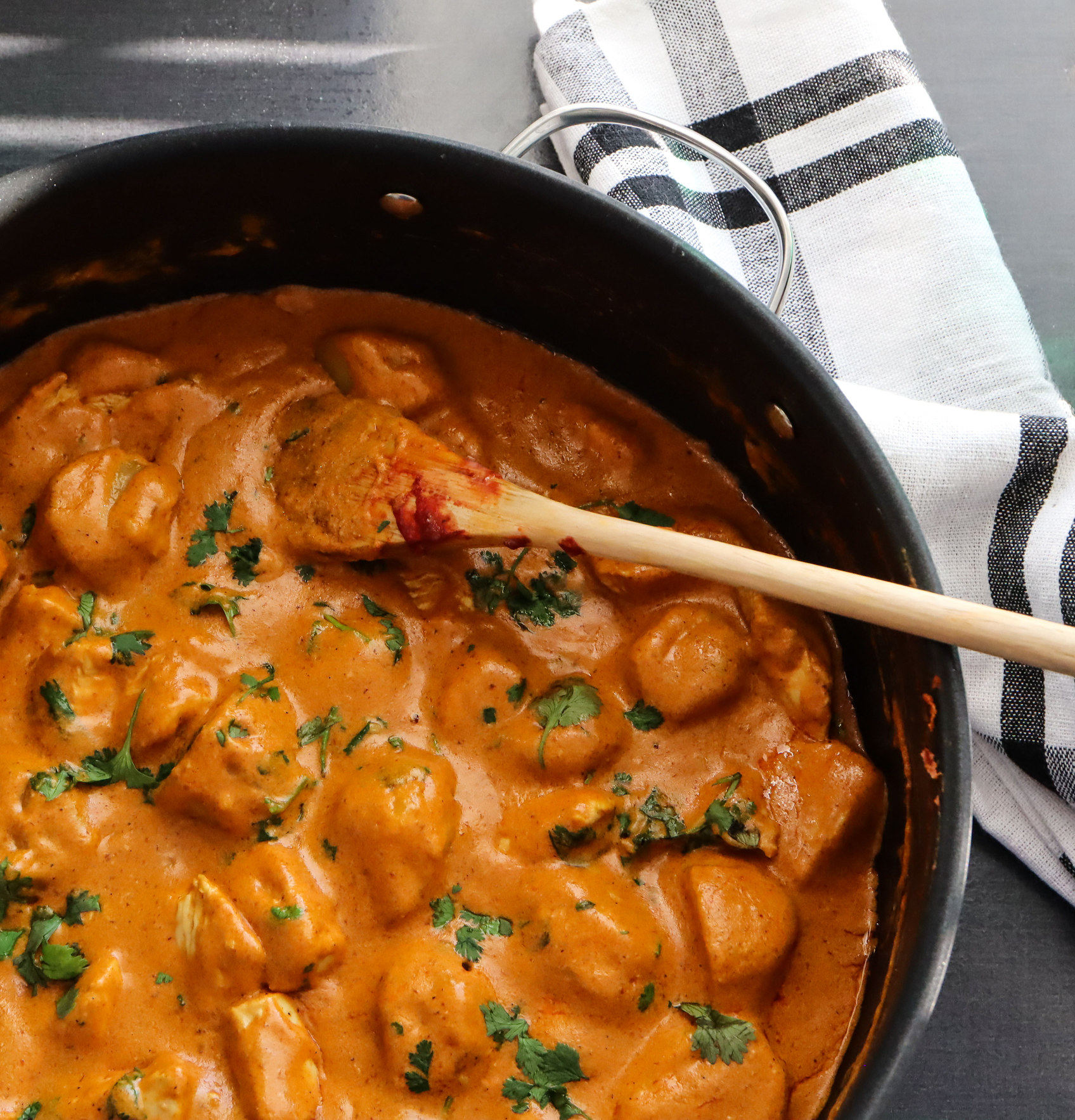 Butter chicken in a pan