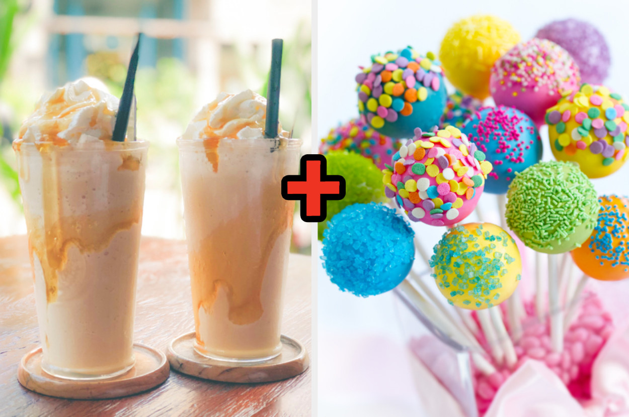 A caramel frappuccino and cake pops
