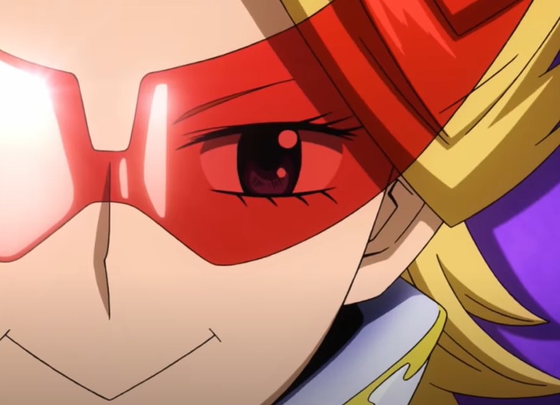 Yugo Aoyama smiling  wearing his red visor from his costume