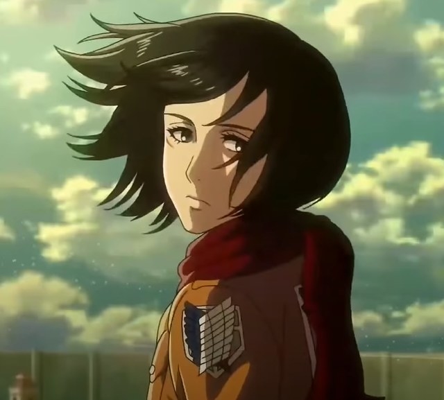 Mikasa looking back