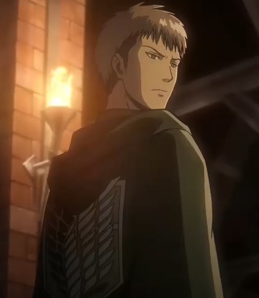 Jean wearing his scout regiment cape looking to the side