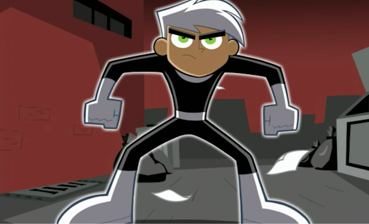 Danny, as a ghost with white hair and green eyes