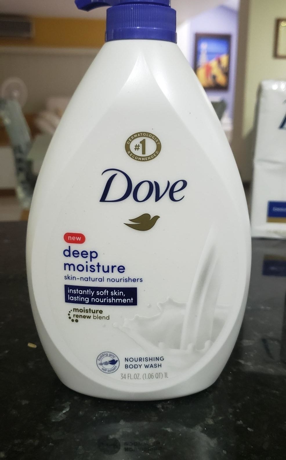 a reviewer photo of the body wash pump bottle